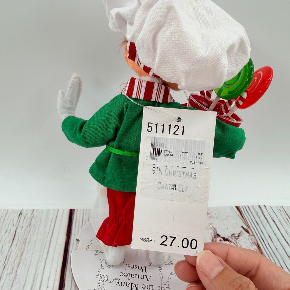 Annalee 9in Christmas Candy Elf Chef Doll 2021 Green Red 511121 NWT - Picture 3 of 5